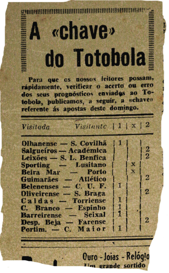 «A »chave» do Totobola (Diario de Lisbôa, 24-9-961, p. 8)