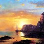 William Bradford - Seascape Cliffs at Sunset