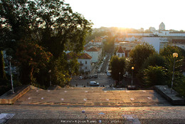 Nascer do sol na Universidade Coimbra Escadas